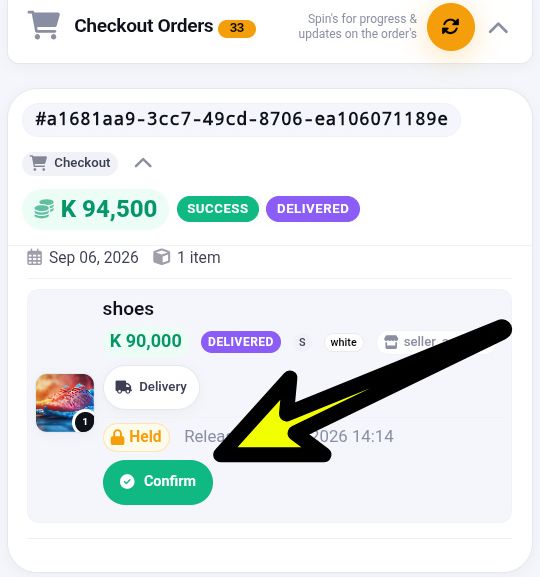 Confirm delivery and release funds